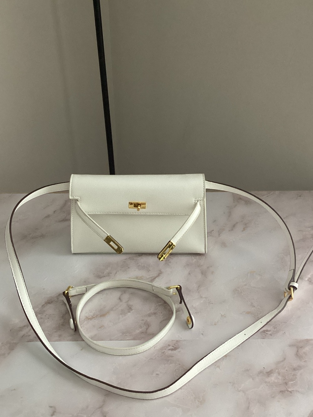 waist, shoulder or crossbody structured bag with 2 straps